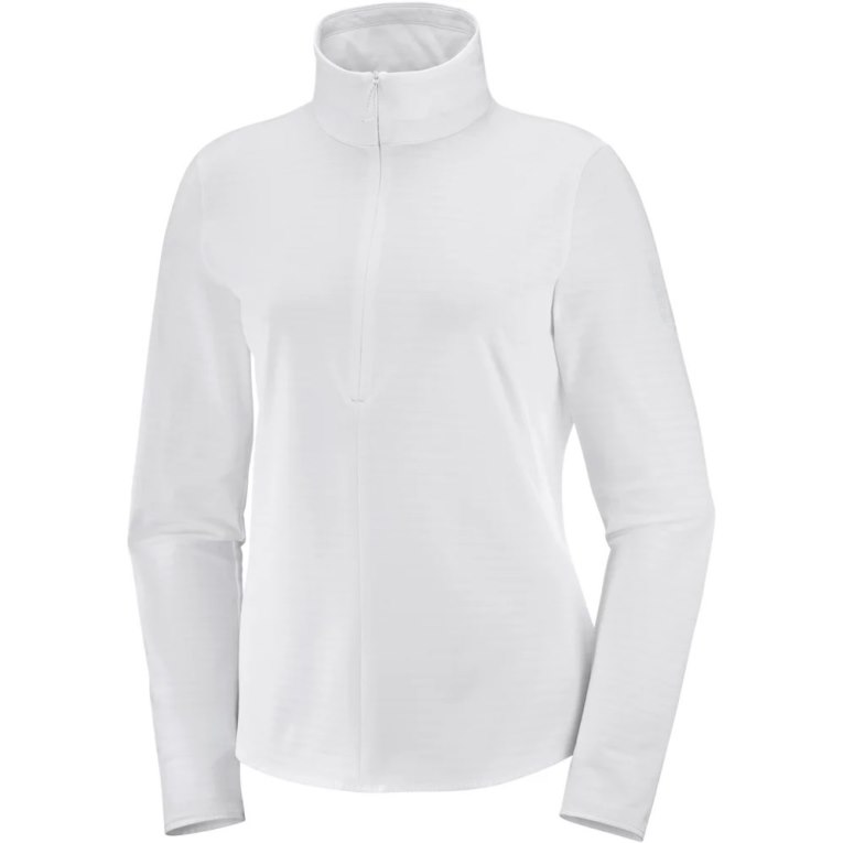 Dámské Bundy Salomon Essential Lightwarm Half Zip Bílé | CZ 41TQHYW